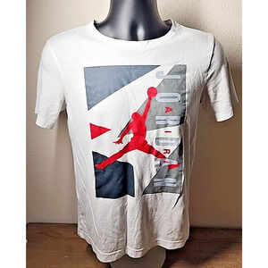 Air Jordan Block T-Shirt White/Red/Grey, Size - YL